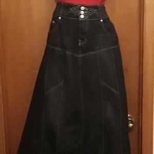 Black denim skirt
